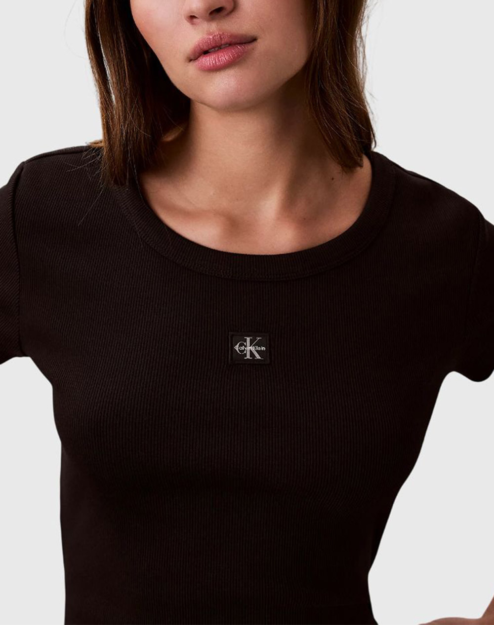 CALVIN KLEIN JEANS A- WOVEN LABEL 2X2 RIB BABY TEE