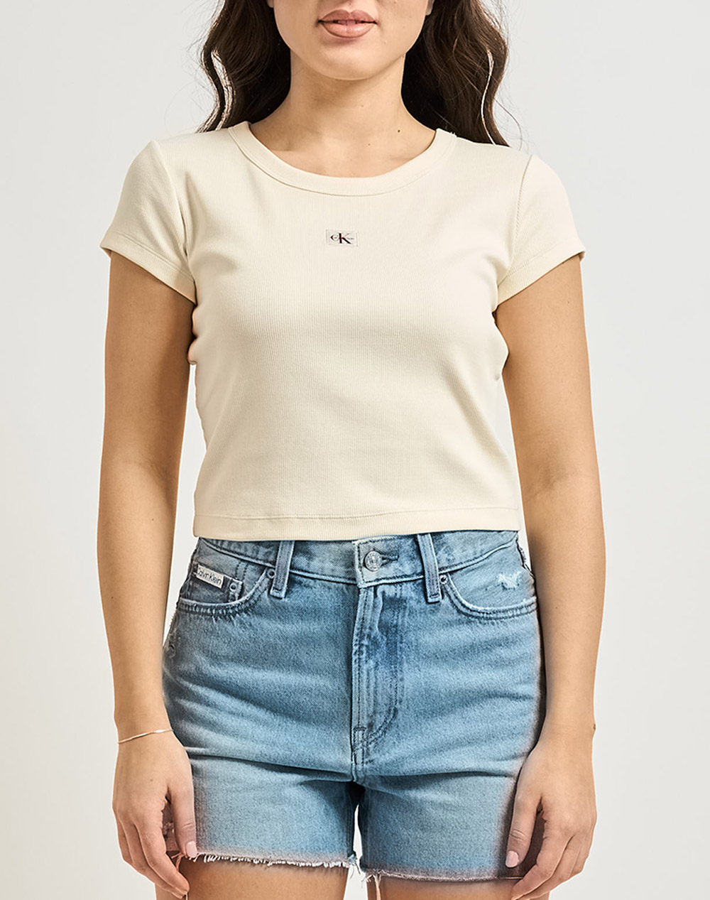 CALVIN KLEIN JEANS A- WOVEN LABEL 2X2 RIB BABY TEE
