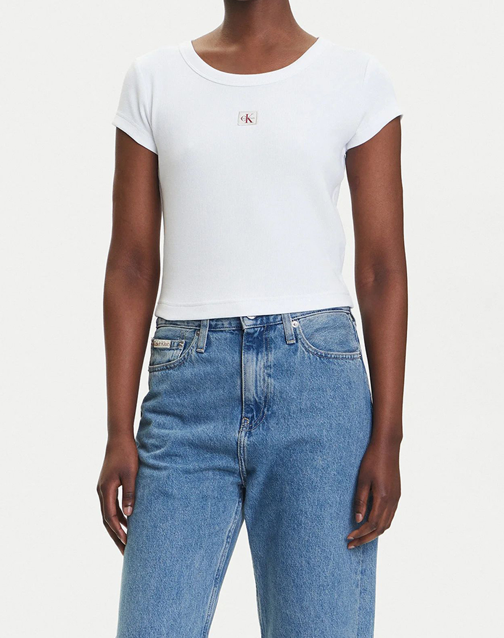 CALVIN KLEIN JEANS A- WOVEN LABEL 2X2 RIB BABY TEE
