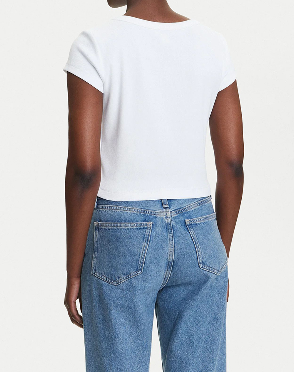 CALVIN KLEIN JEANS A- WOVEN LABEL 2X2 RIB BABY TEE