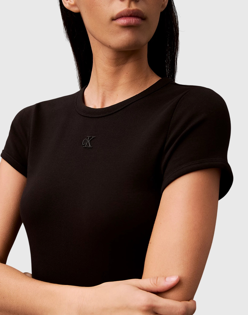 CALVIN KLEIN SS CO CONTOUR 1X1 RIB MINI DRESS