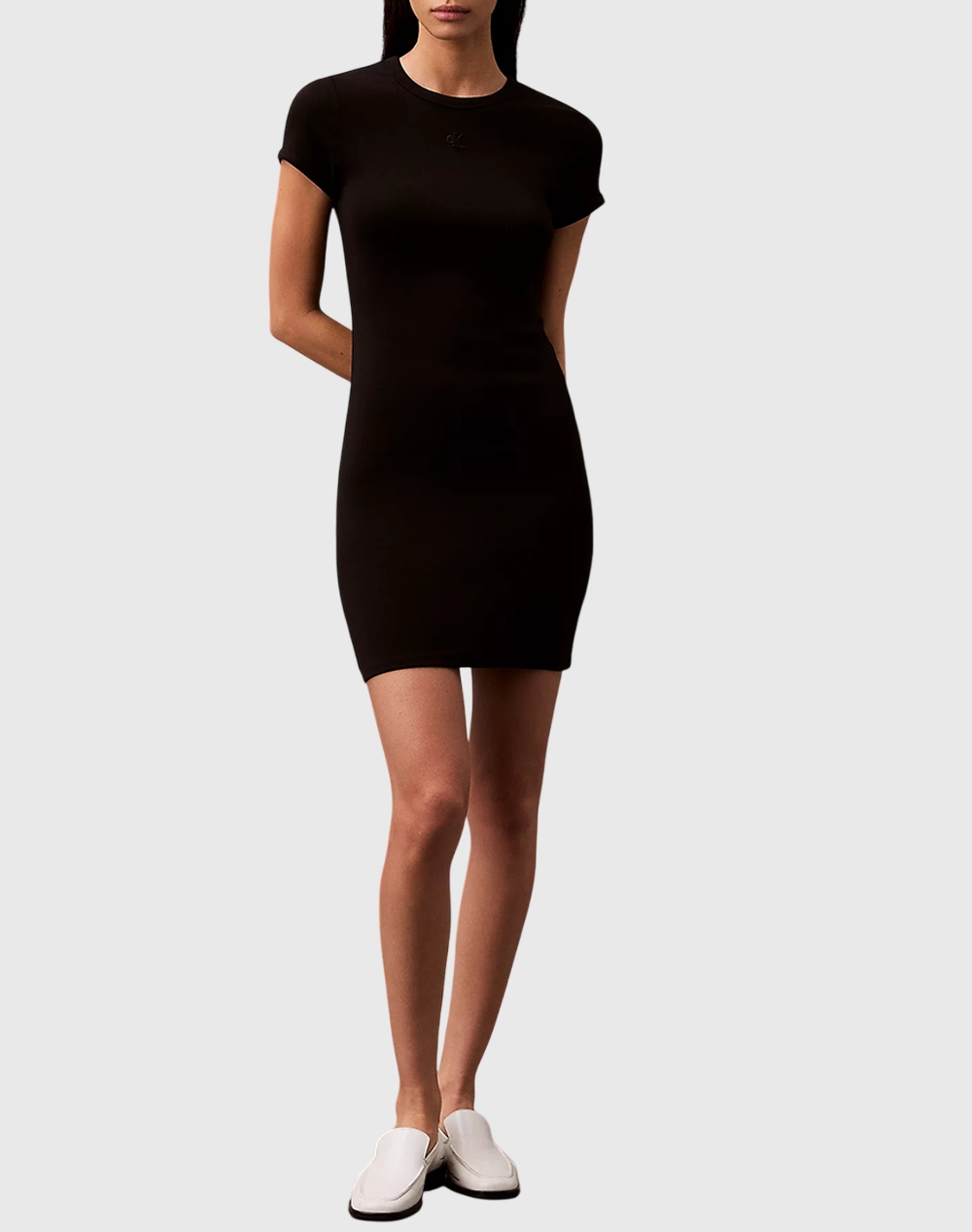 CALVIN KLEIN SS CO CONTOUR 1X1 RIB MINI DRESS