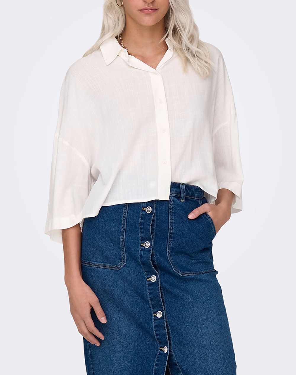 ONLY ONLASTRID LIFE 2/4 CROP SHIRT WVN NOOS
