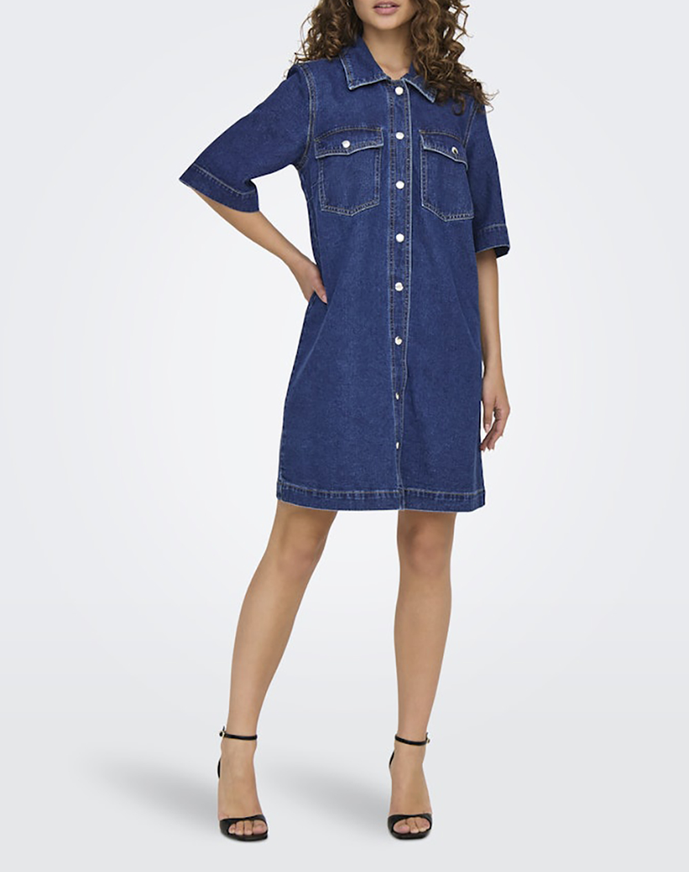ONLY ONLBELLE S/S BUTTON DRESS DNM GUA NOOS