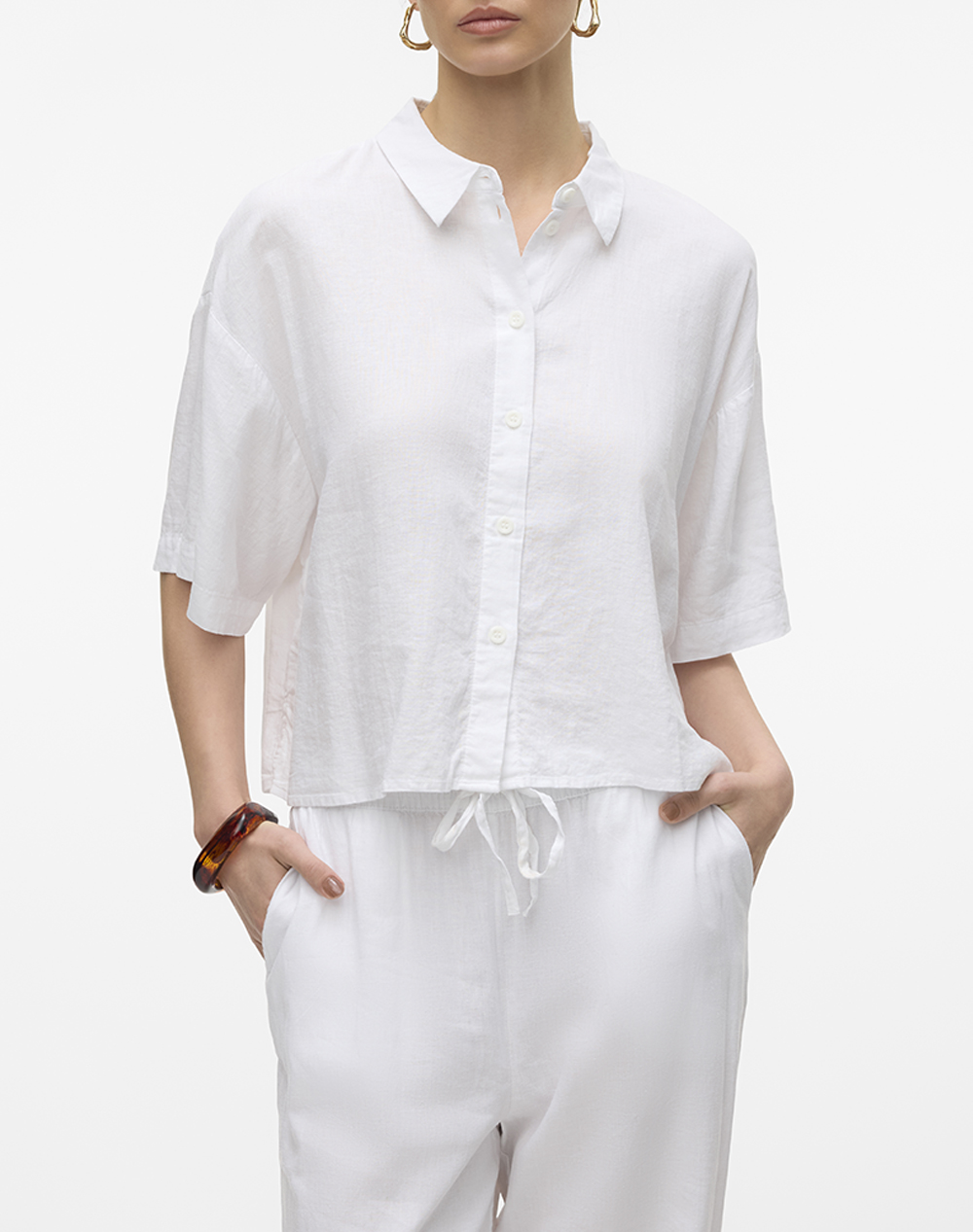 VERO MODA VMLINN 2/4 SHORT SHIRT WVN NOOS