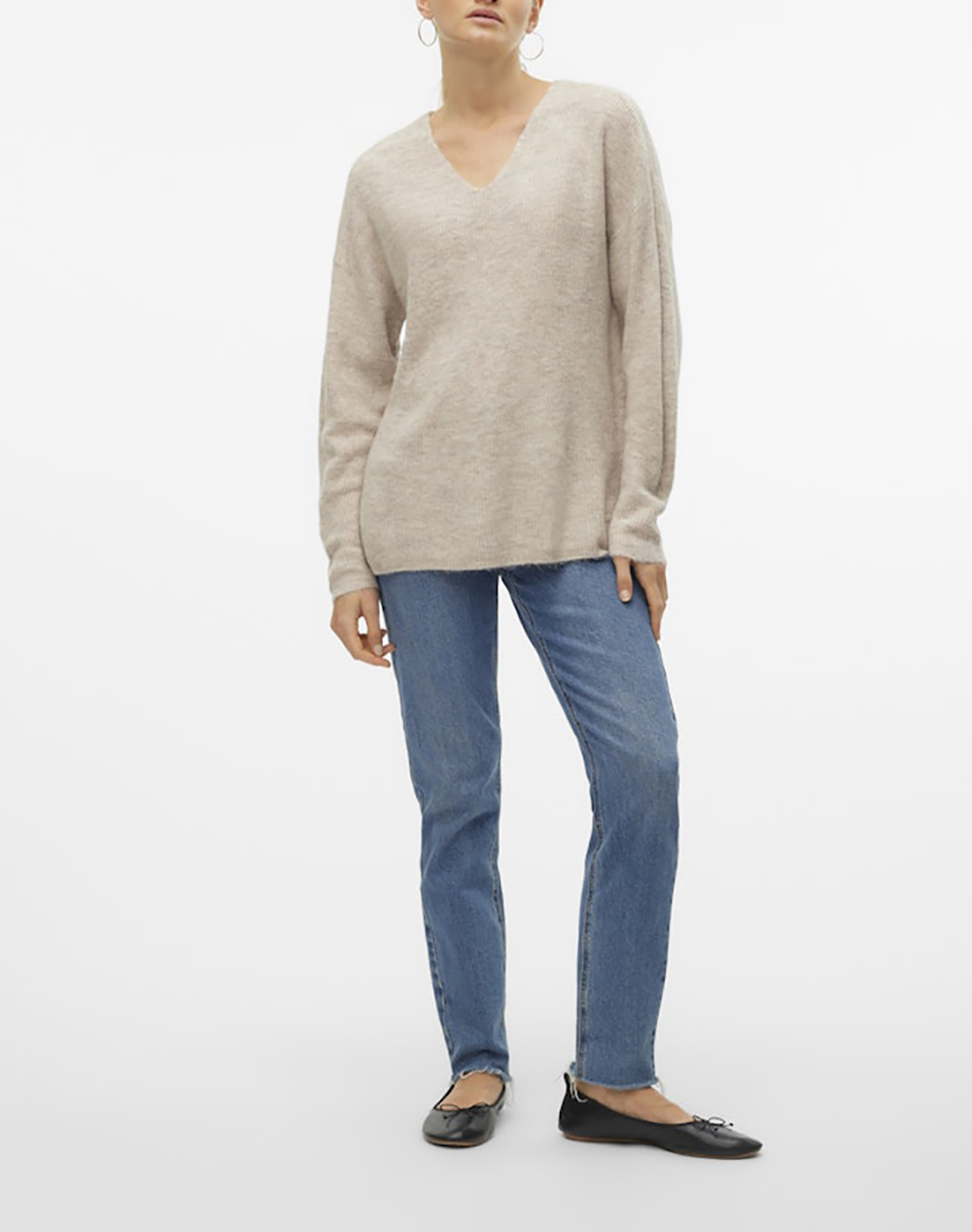 VERO MODA VMCREWLEFILE LS V-NECK BLOUSE NOOS