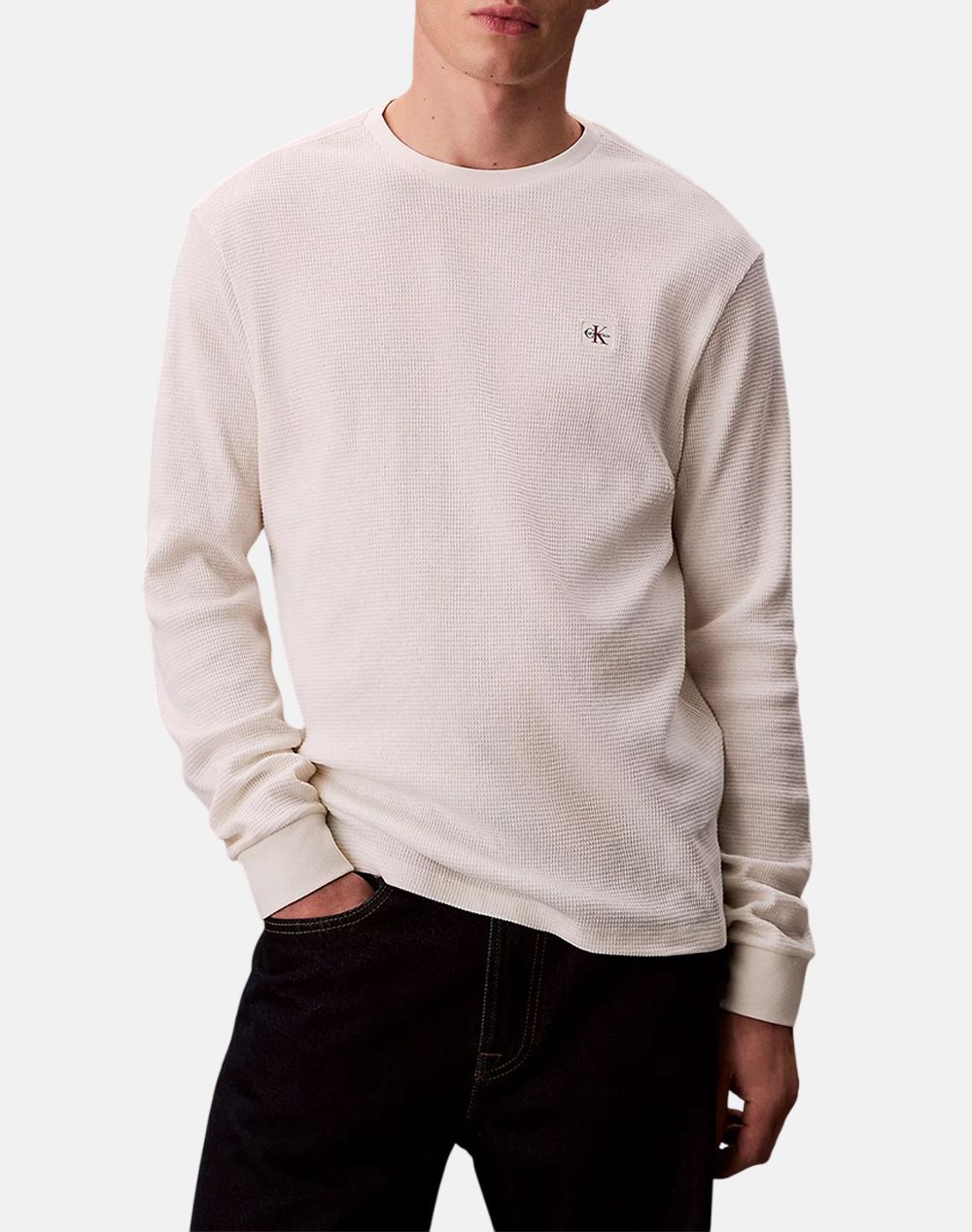 CALVIN KLEIN LS WAFFLE BADGE CREWNK TEE