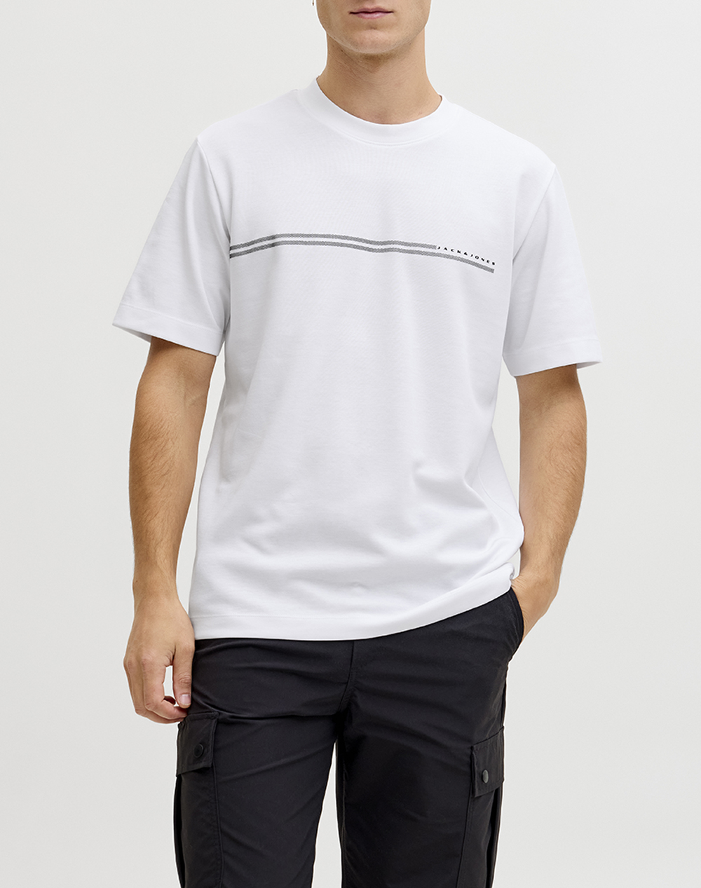JACK&JONES JCOFUSION CHEST BRAND TEE SS CREW NOOS