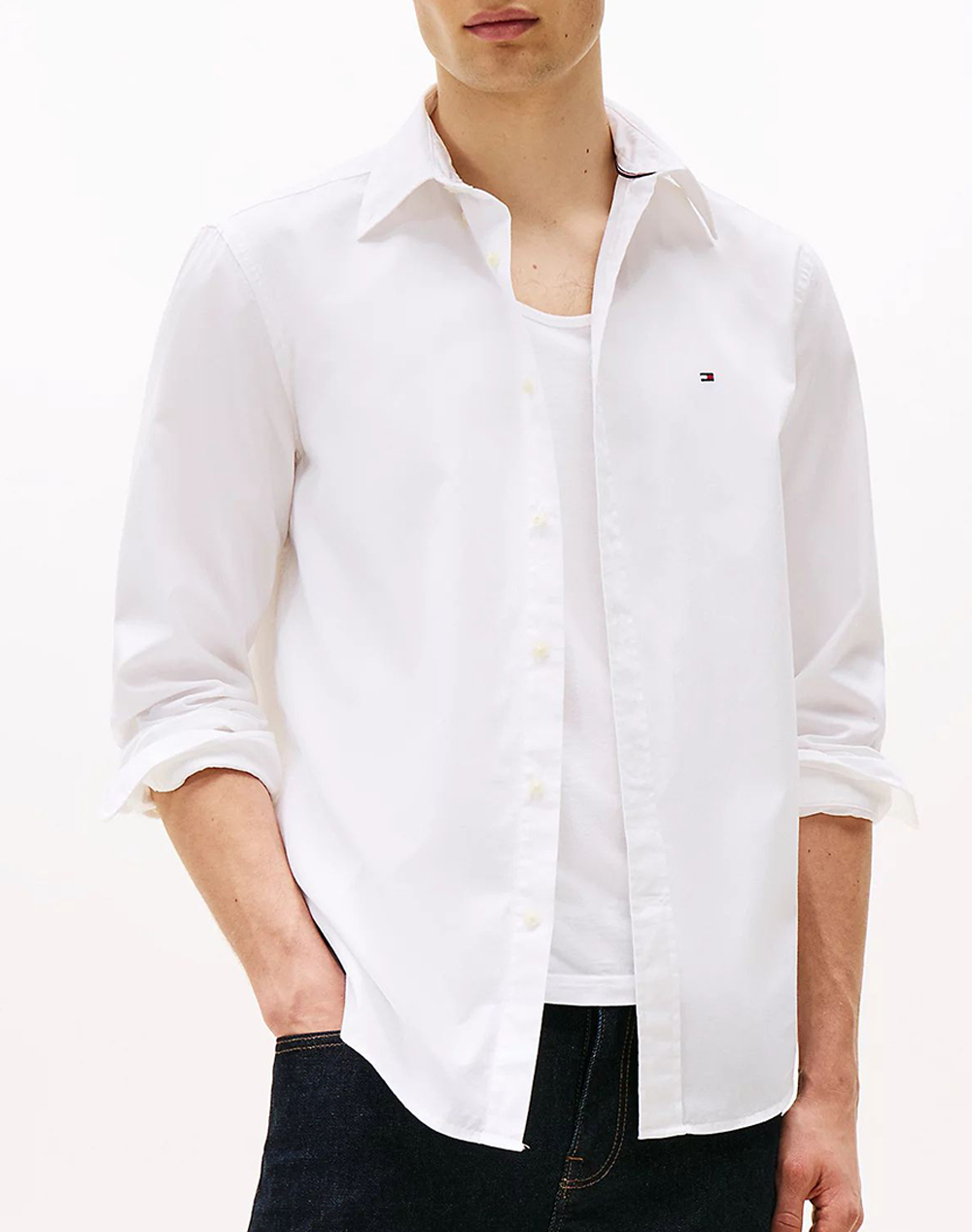 TOMMY HILFIGER CORE FLEX POPLIN SOLID RF SHIRT