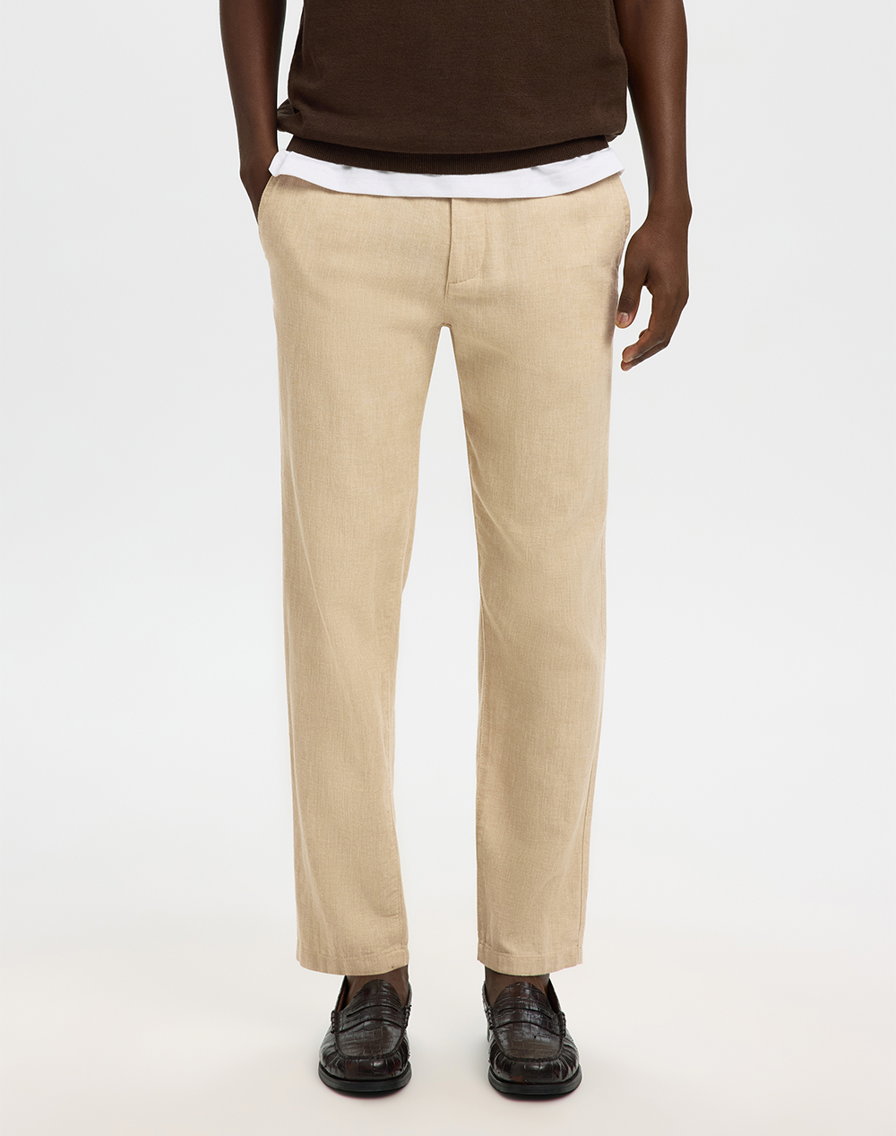 SELECTED SLM172-SLIMTAPE BRODY LINEN BLD PNT NOOS