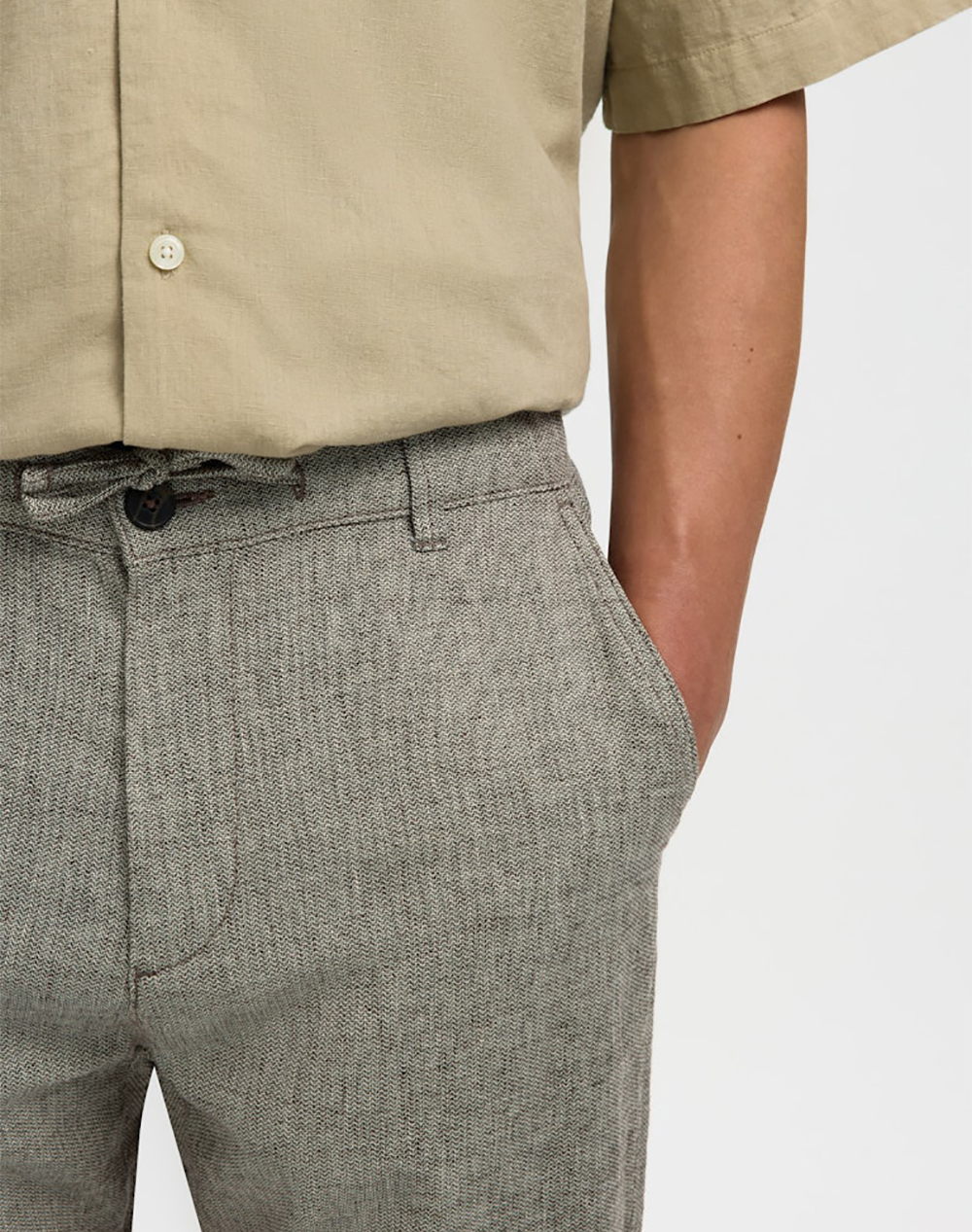 SELECTED SLM172-SLIMTAPE BRODY LINEN BLD PNT NOOS