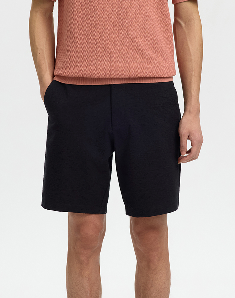 SELECTED SLMKARL-SEERSUCKER REGULAR SHORTS NOOS
