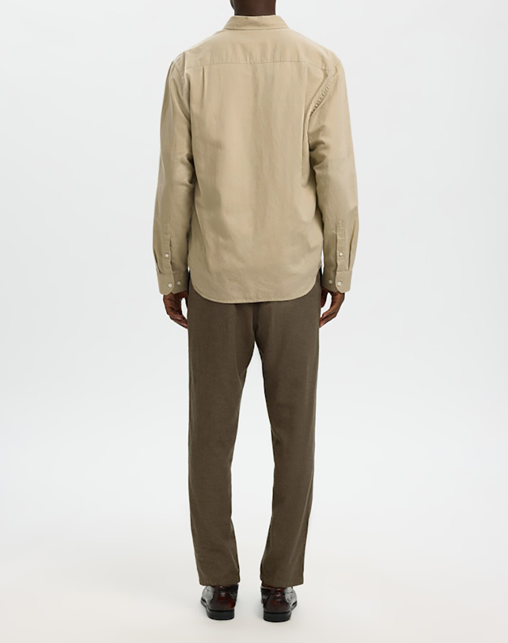SELECTED SLMREGCLAUS CLAY LINENBLEND LS SHT NOOS