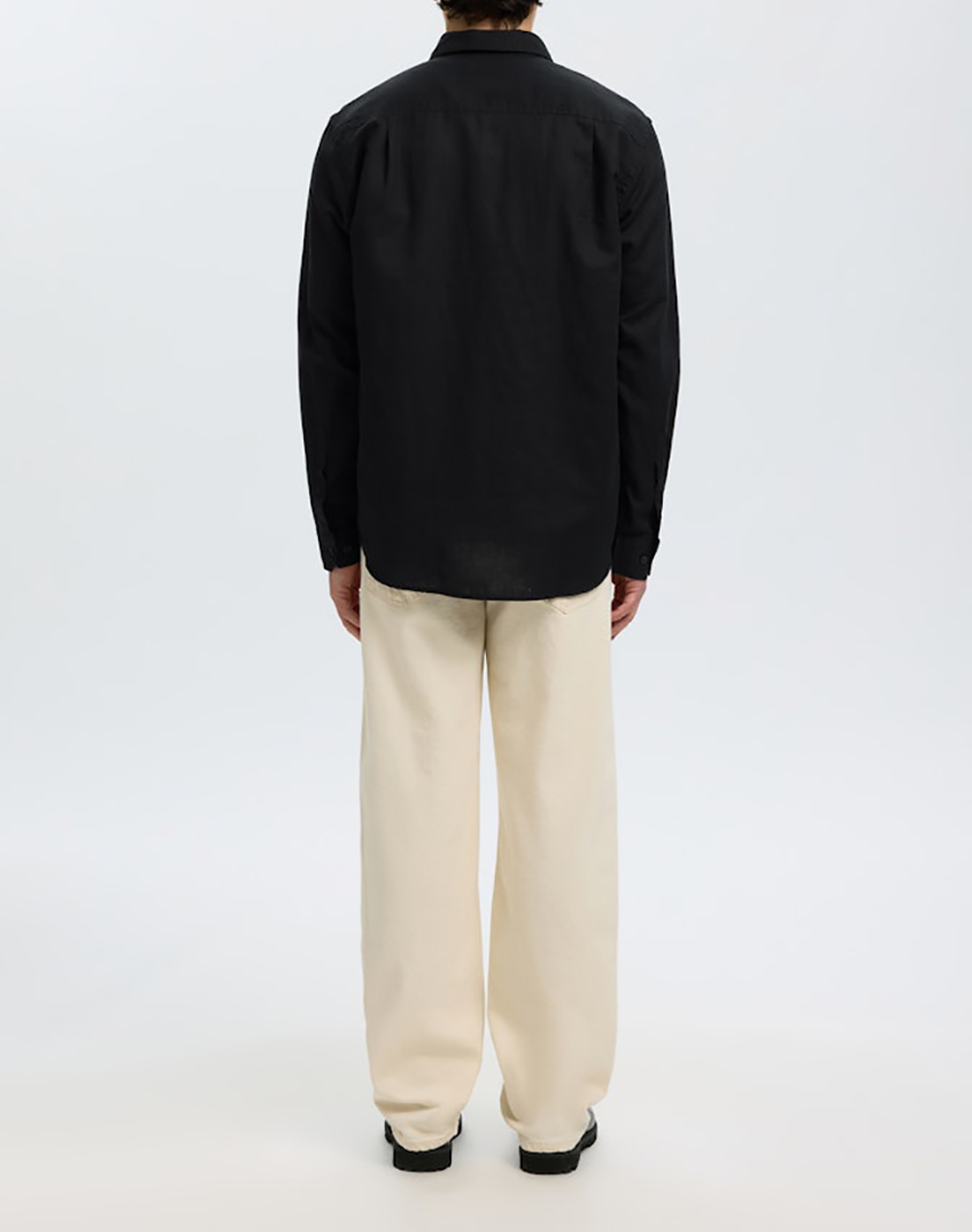 SELECTED SLMREGCLAUS CLAY LINENBLEND LS SHT NOOS