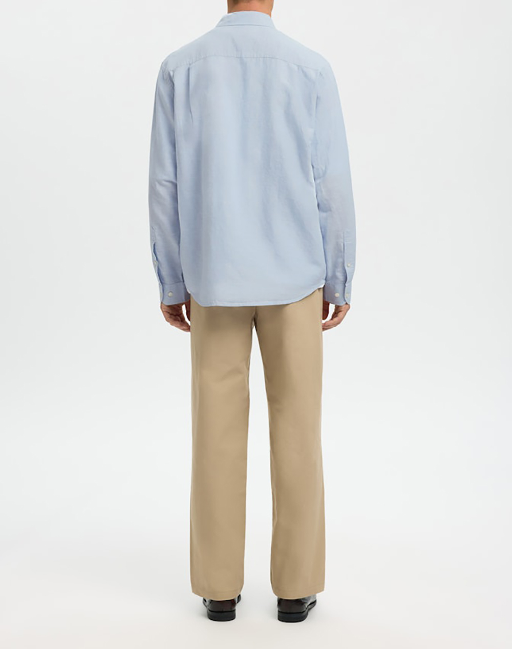 SELECTED SLMREGCLAUS CLAY LINENBLEND LS SHT NOOS