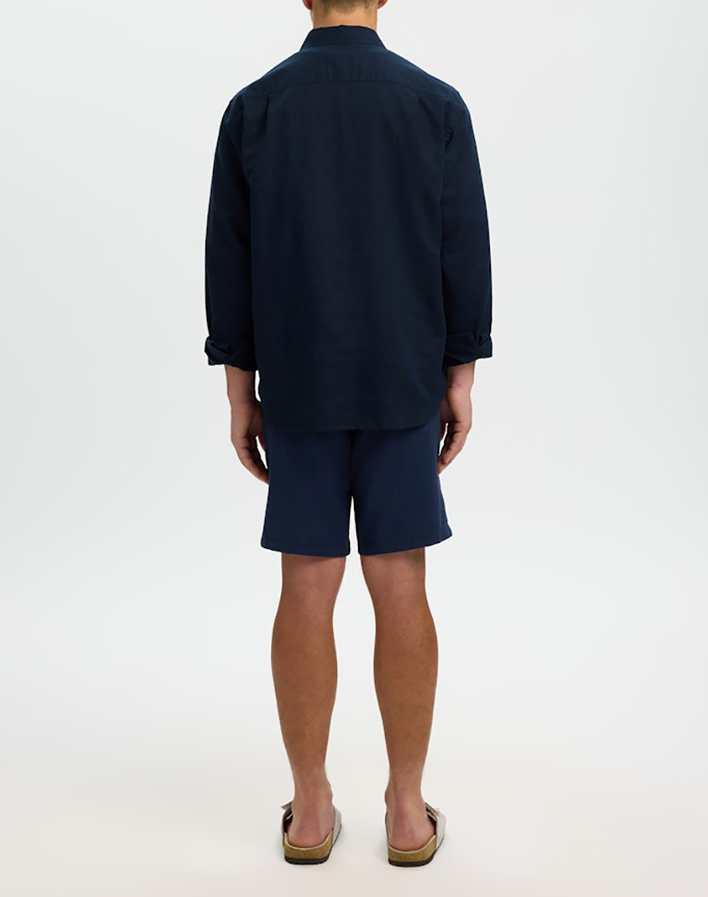 SELECTED SLMREGCLAUS CLAY LINENBLEND LS SHT NOOS