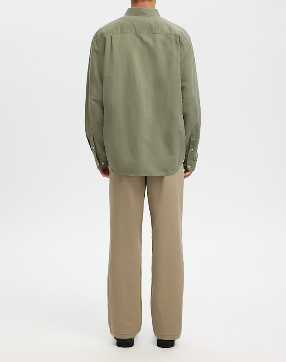 SELECTED SLMREGCLAUS CLAY LINENBLEND LS SHT NOOS