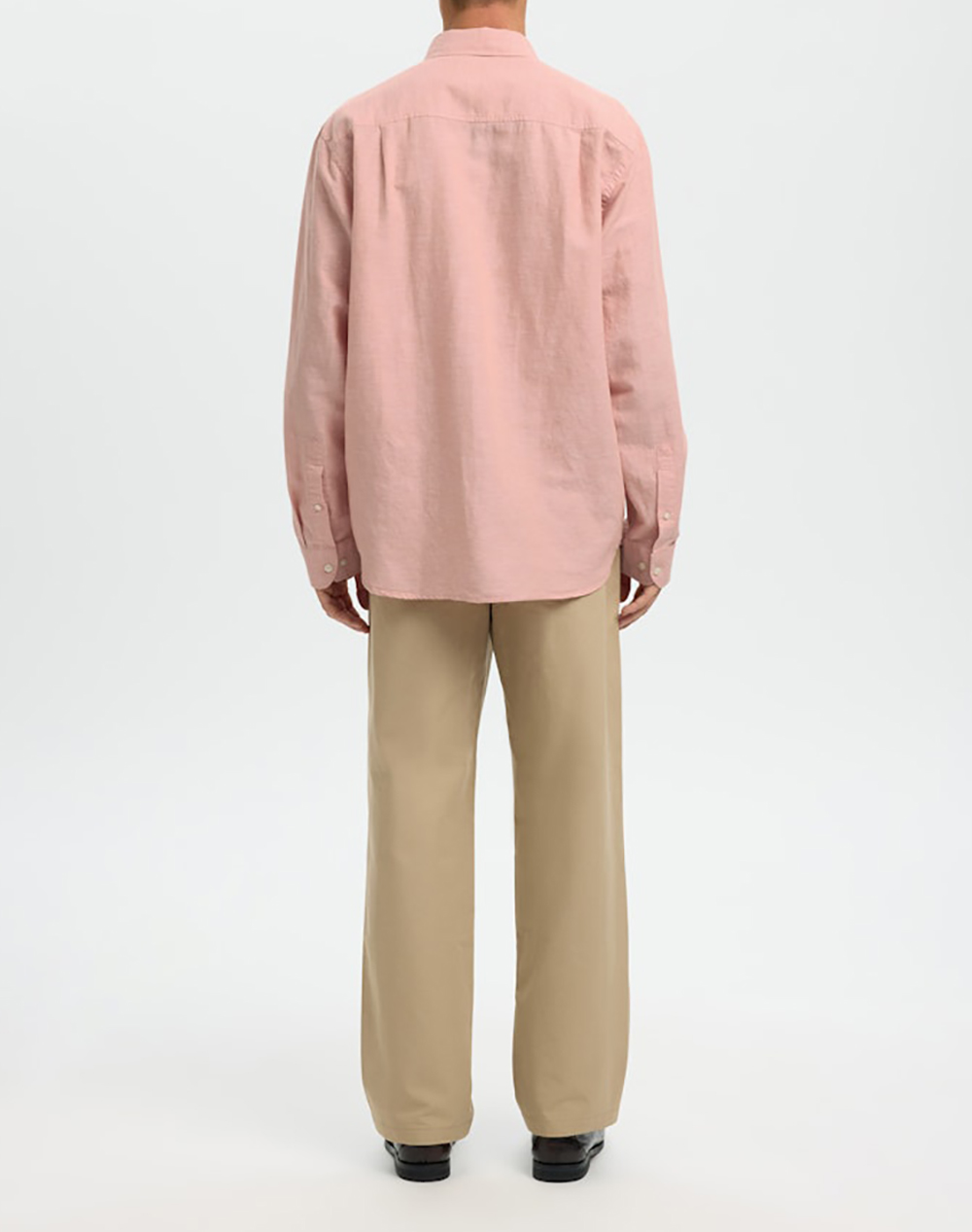 SELECTED SLMREGCLAUS CLAY LINENBLEND LS SHT NOOS