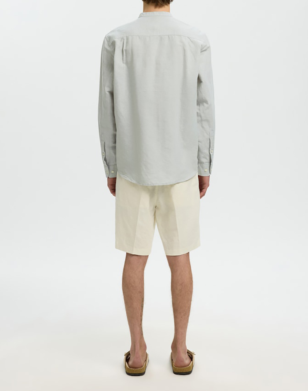 SELECTED SLMREGCLAY LINENBLEND LS SHIRT BAND NOOS