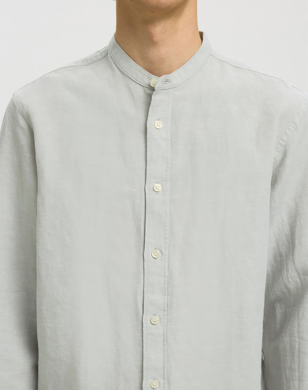 SELECTED SLMREGCLAY LINENBLEND LS SHIRT BAND NOOS