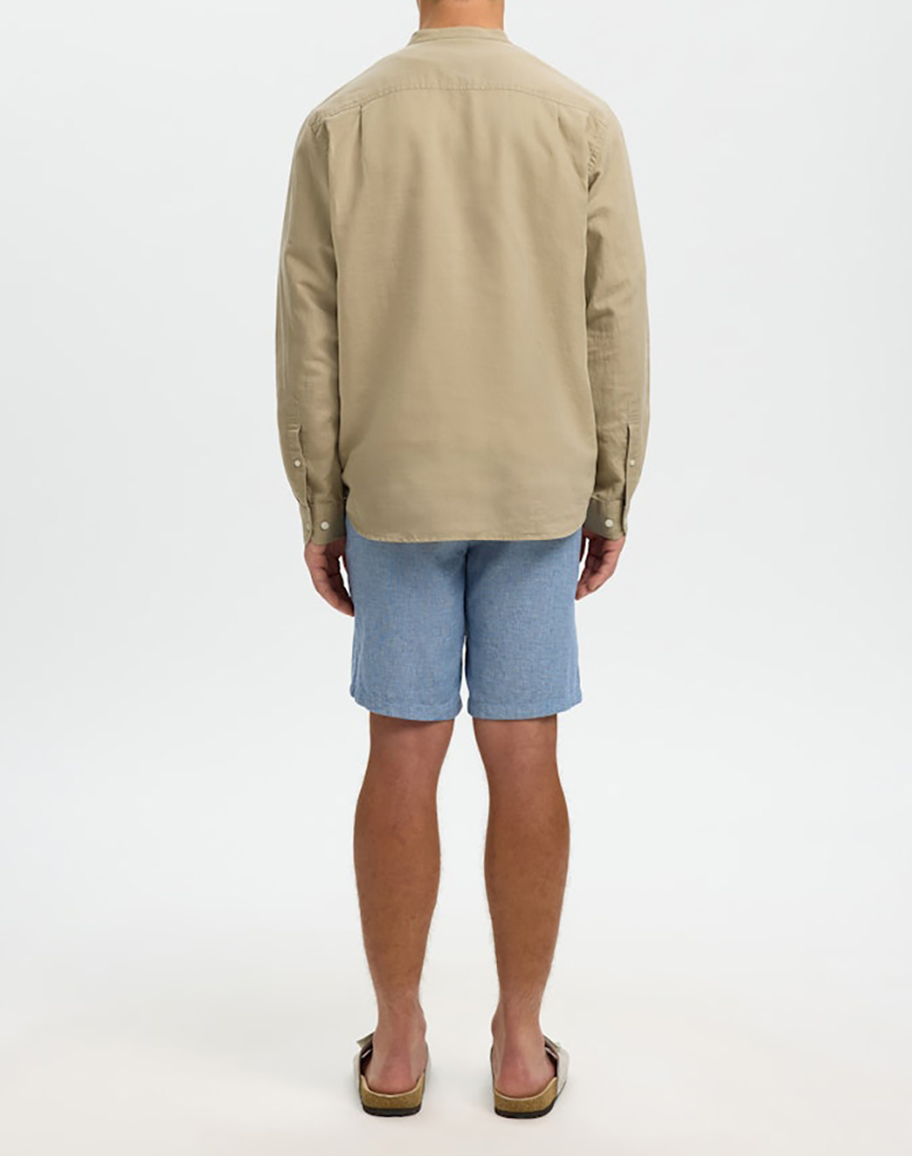 SELECTED SLMREGCLAY LINENBLEND LS SHIRT BAND NOOS