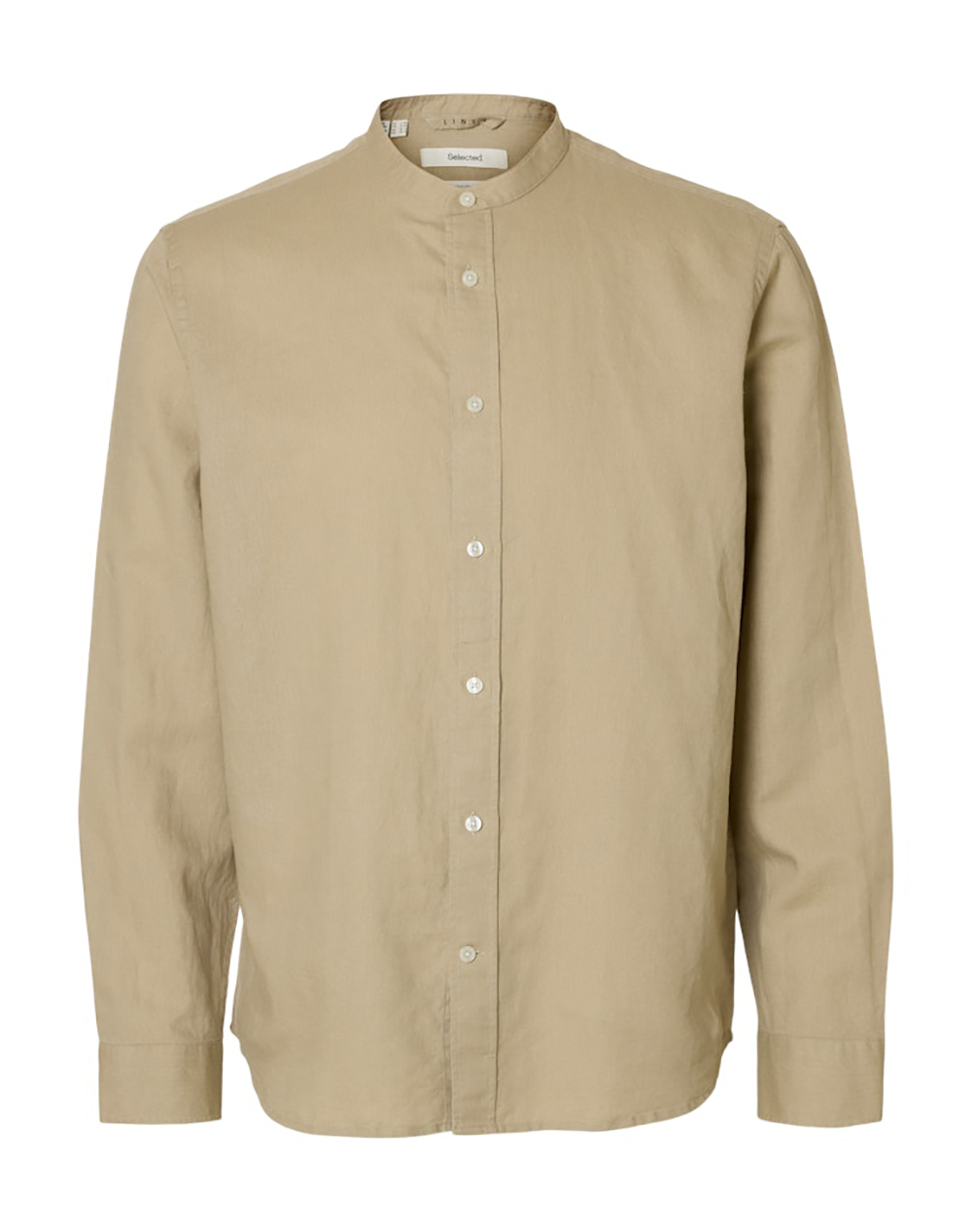 SELECTED SLMREGCLAY LINENBLEND LS SHIRT BAND NOOS