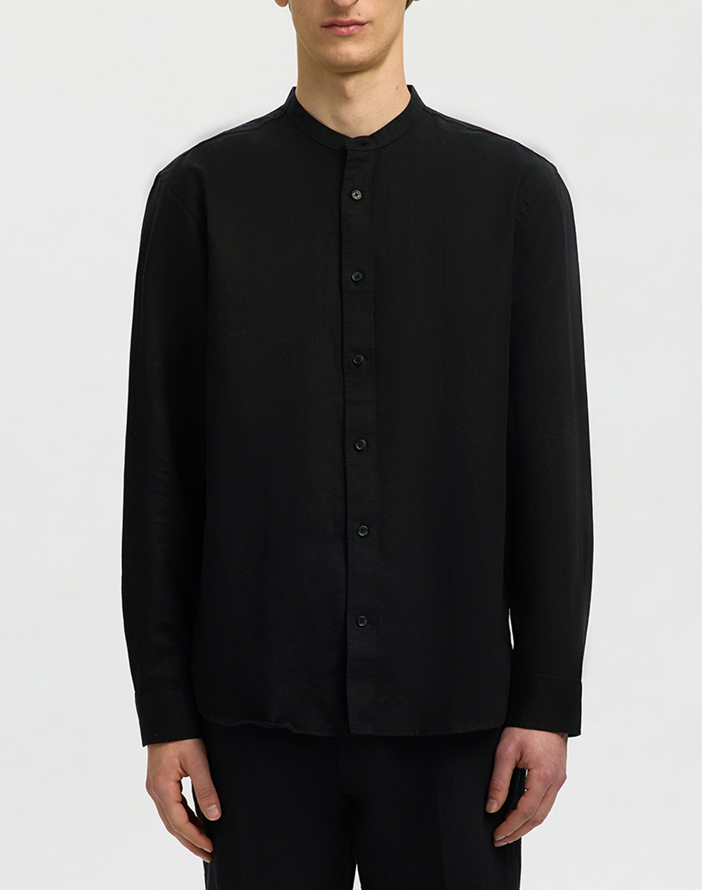 SELECTED SLMREGCLAY LINENBLEND LS SHIRT BAND NOOS