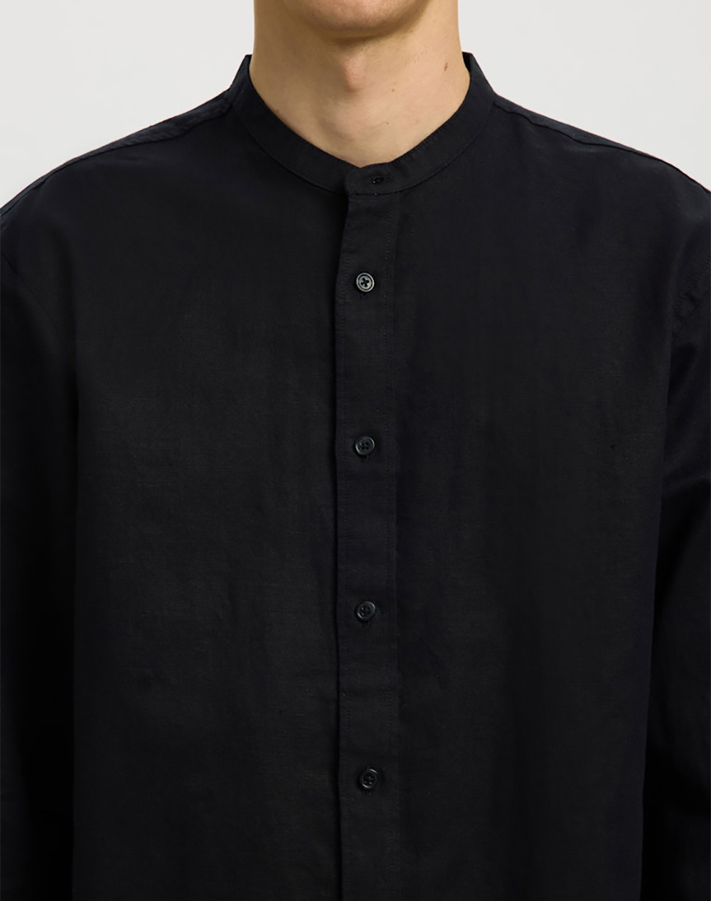 SELECTED SLMREGCLAY LINENBLEND LS SHIRT BAND NOOS