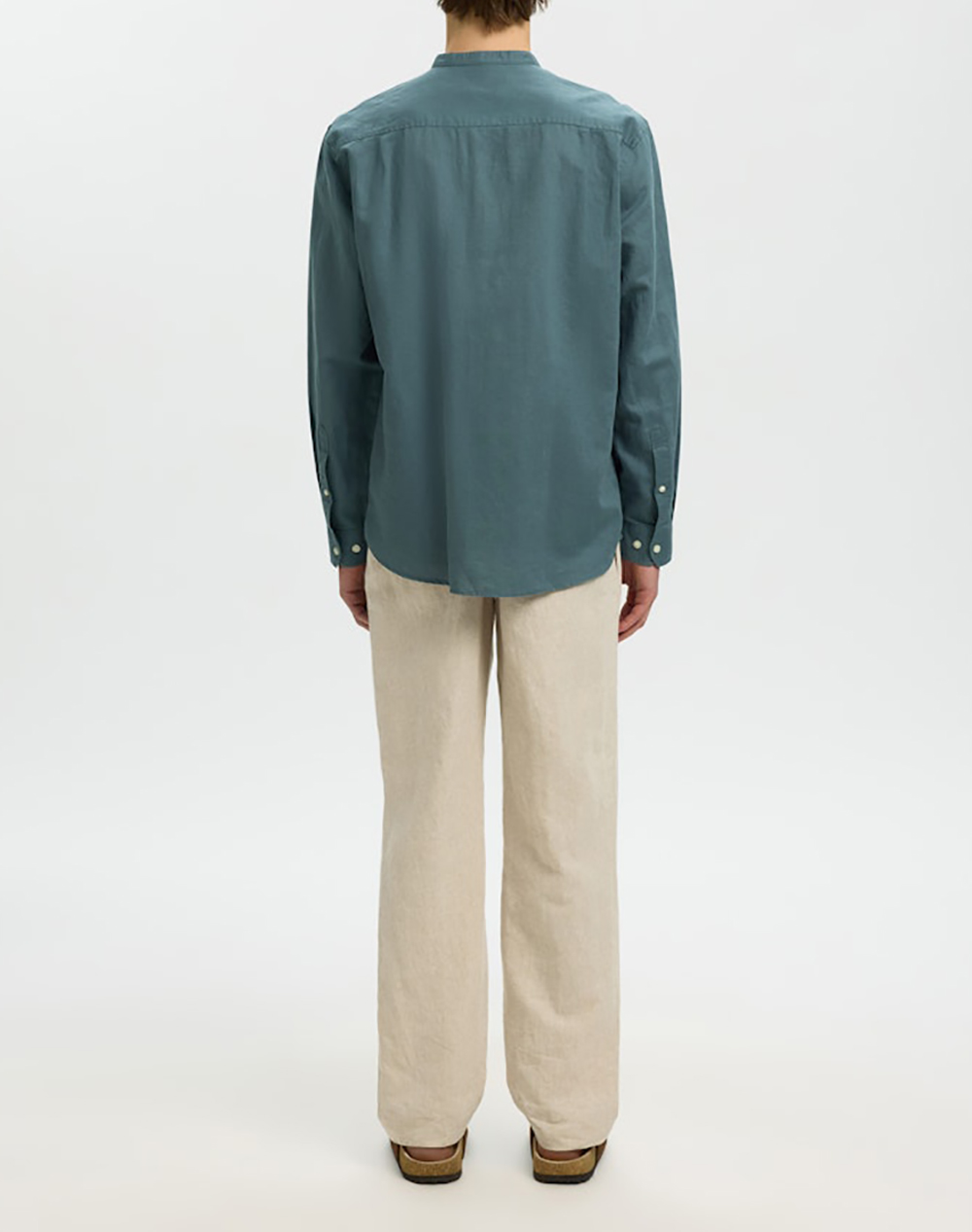 SELECTED SLMREGCLAY LINENBLEND LS SHIRT BAND NOOS