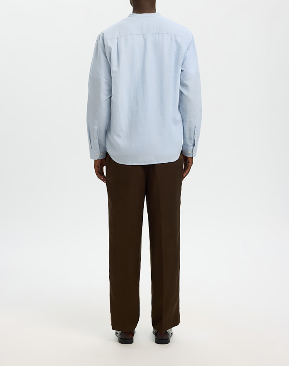 SELECTED SLMREGCLAY LINENBLEND LS SHIRT BAND NOOS