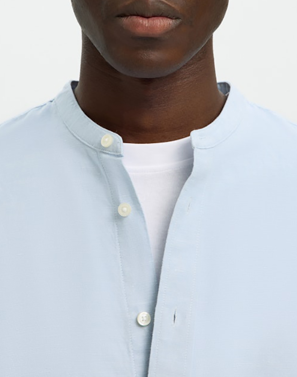 SELECTED SLMREGCLAY LINENBLEND LS SHIRT BAND NOOS