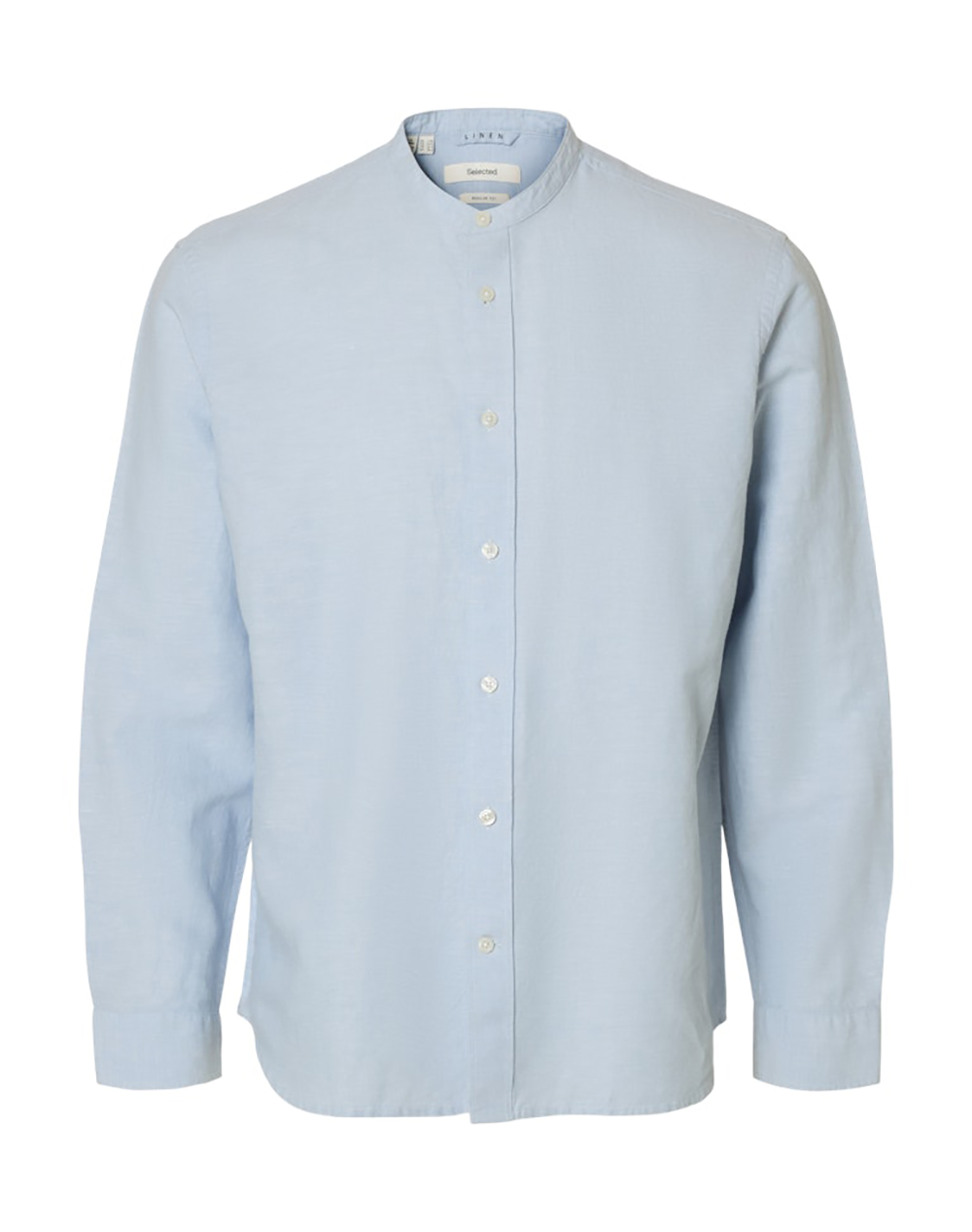 SELECTED SLMREGCLAY LINENBLEND LS SHIRT BAND NOOS