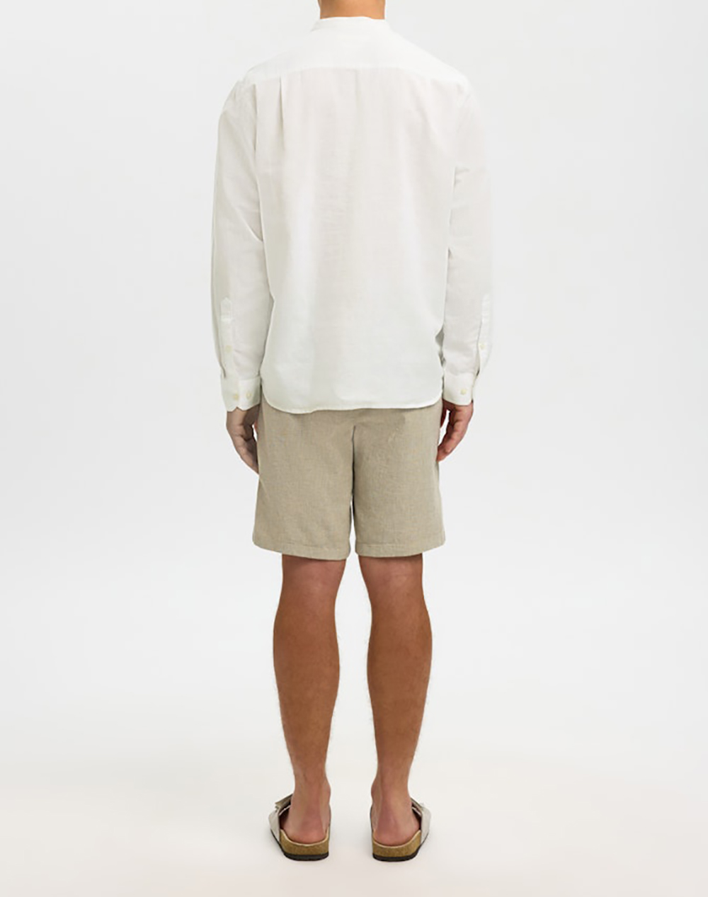 SELECTED SLMREGCLAY LINENBLEND LS SHIRT BAND NOOS