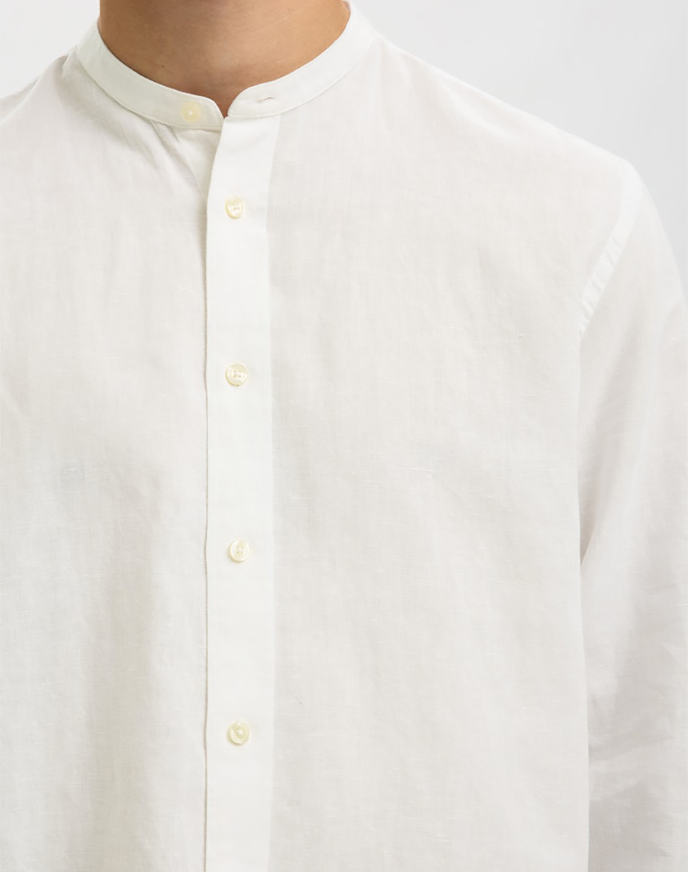 SELECTED SLMREGCLAY LINENBLEND LS SHIRT BAND NOOS