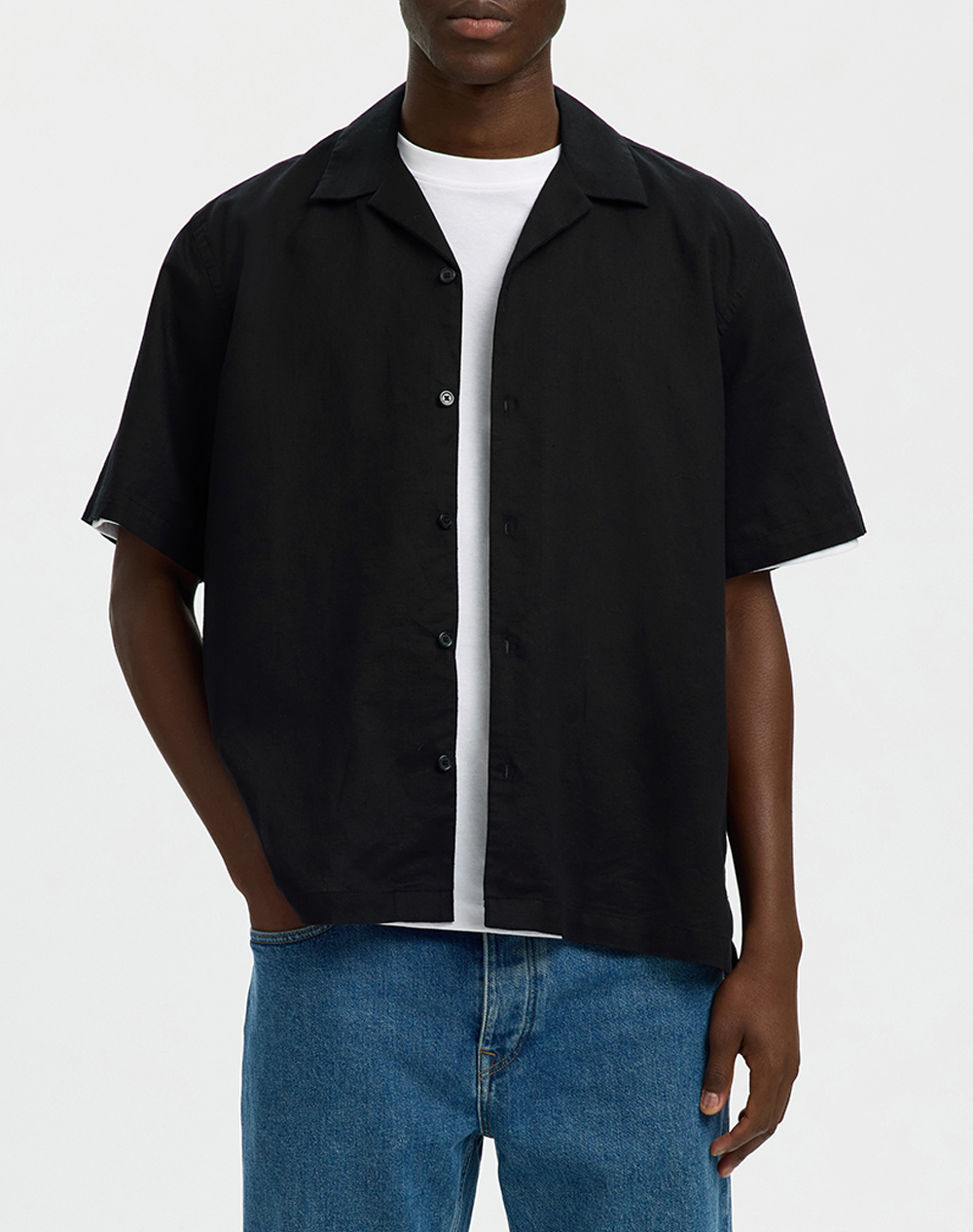 SELECTED SLMRLXCASPER CLAY LINENBLEND SS SHT NOOS