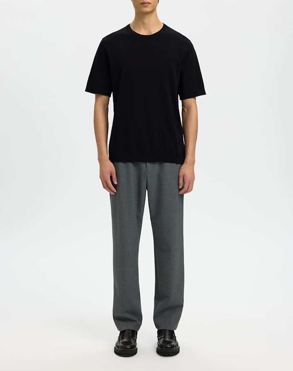 SELECTED SLMTORINO SS KNIT CREW NECK NOOS
