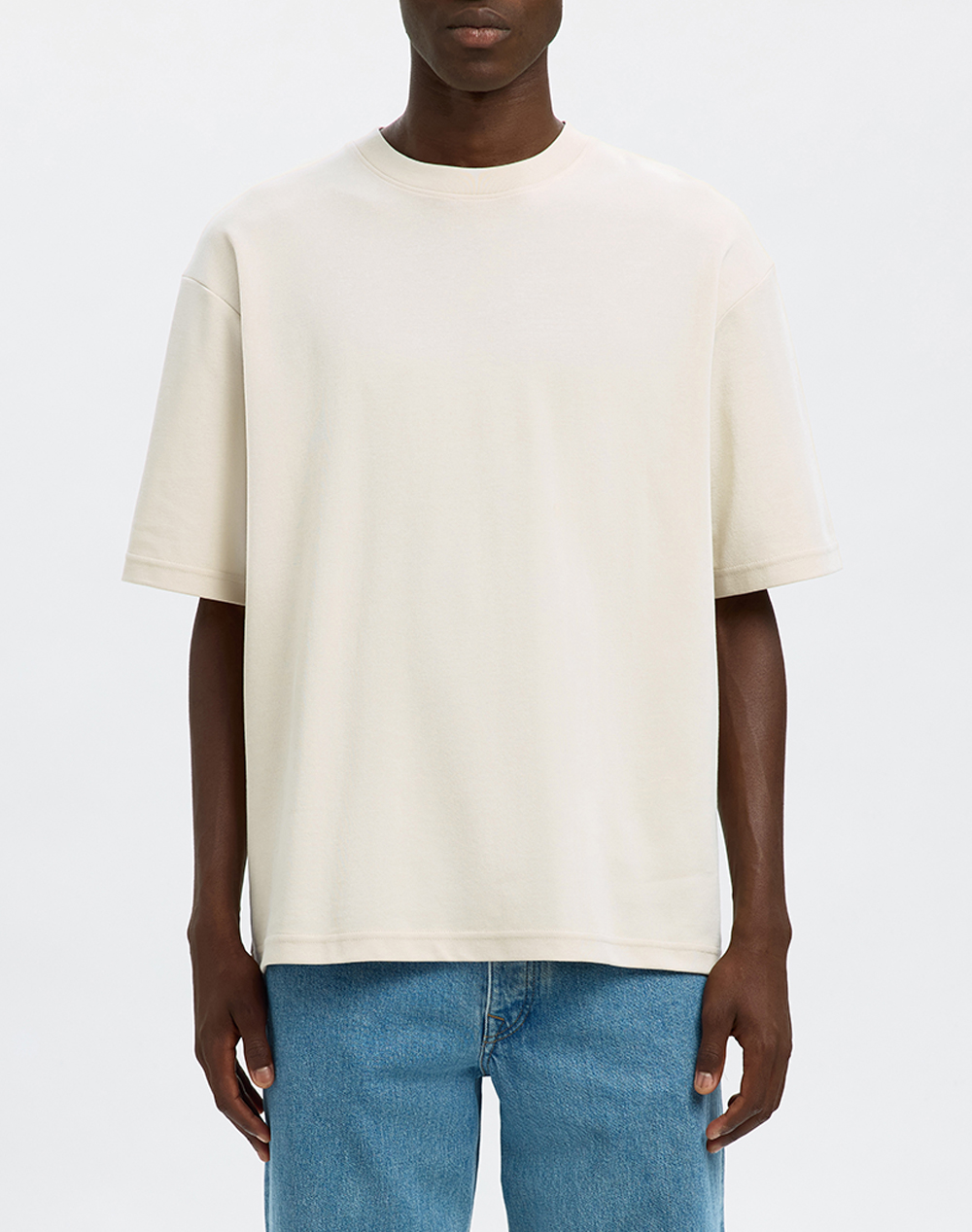 SELECTED SLMLOOSEOSCAR SS O-NECK TEE NOOS