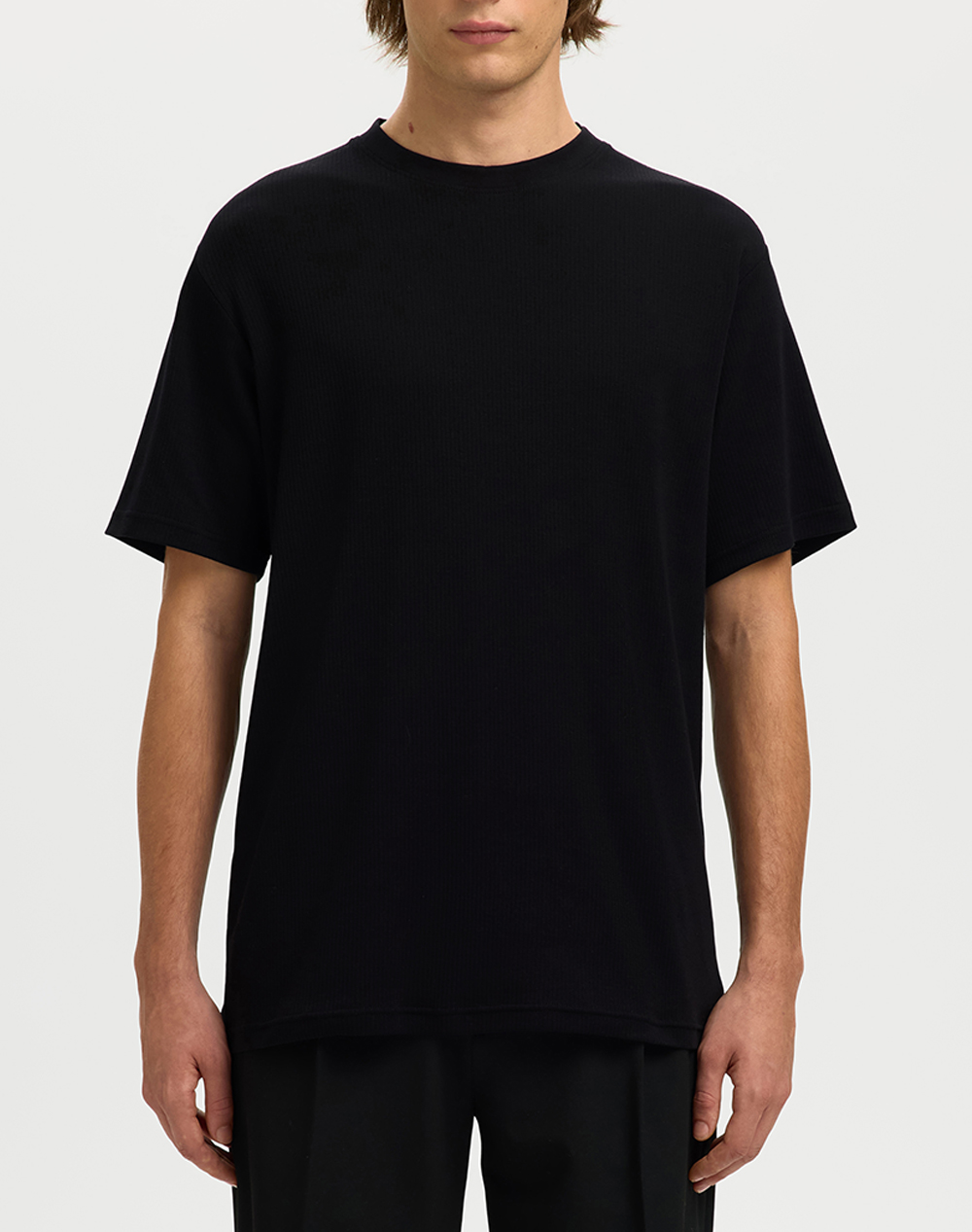 SELECTED SLMSPENCER RIB SS O-NECK TEE NOOS