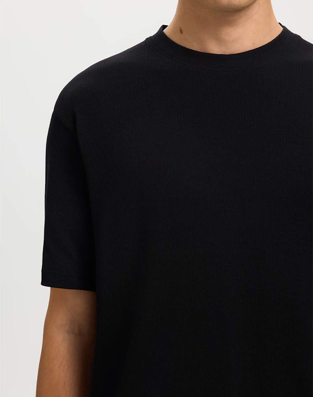 SELECTED SLMSPENCER RIB SS O-NECK TEE NOOS
