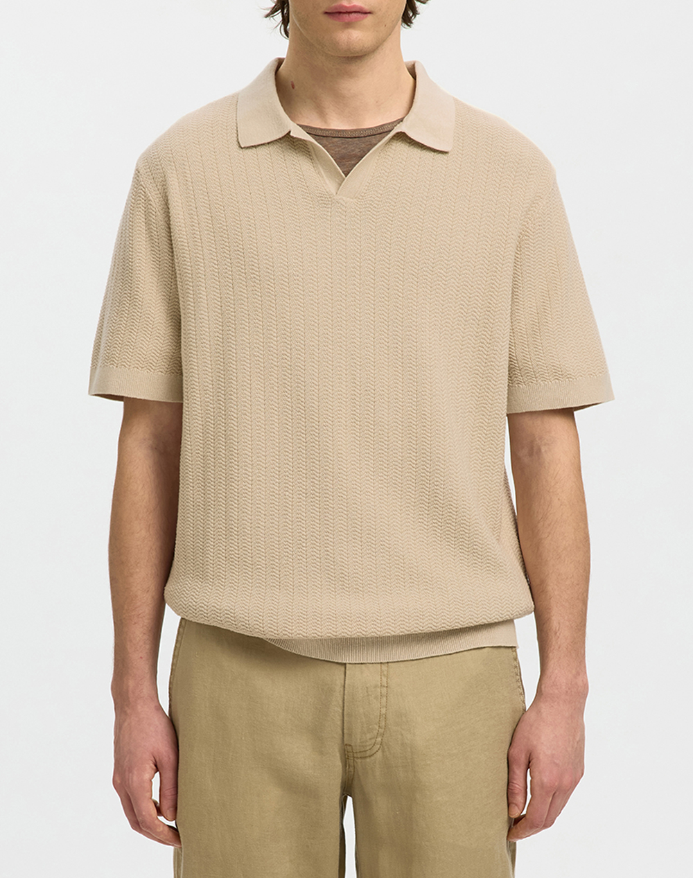 SELECTED SLHMATTIS SS LINEN BLEND STRUC POLO NOOS