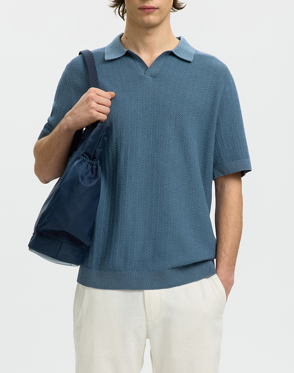 SELECTED SLHMATTIS SS LINEN BLEND STRUC POLO NOOS