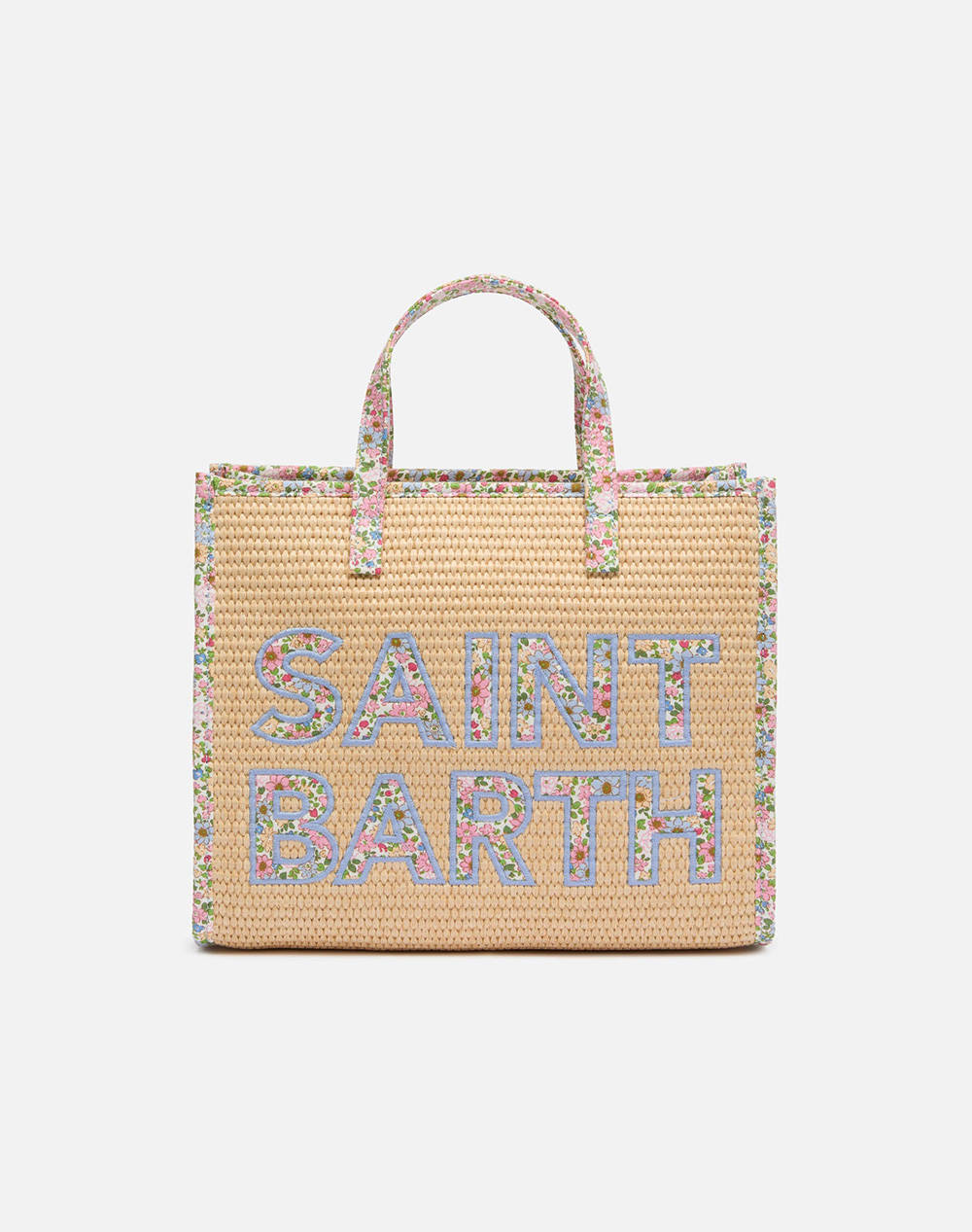 MC2 VIVIAN MID STRAW-STRAW HANDBAG WITH PIPING-11 PATCH FLORY 21 (Размери: 28 x 23 x 15см.)
