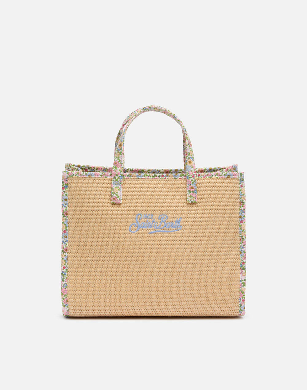 MC2 VIVIAN MID STRAW-STRAW HANDBAG WITH PIPING-11 PATCH FLORY 21 (Размери: 28 x 23 x 15см.)