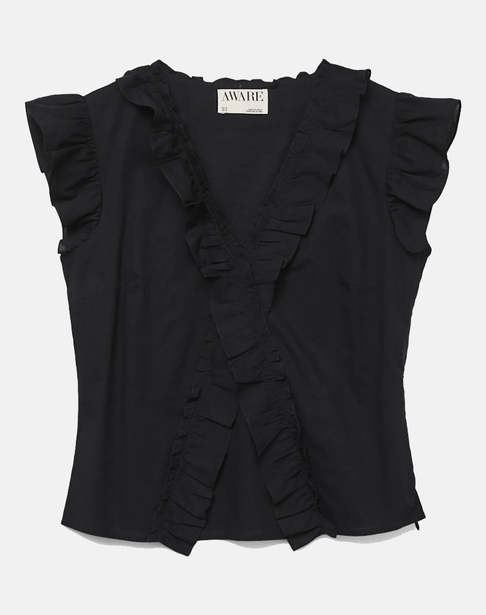 AWARE BY VERO MODA VMROXANNE SL V-NECK RUFFLE TOP VMA