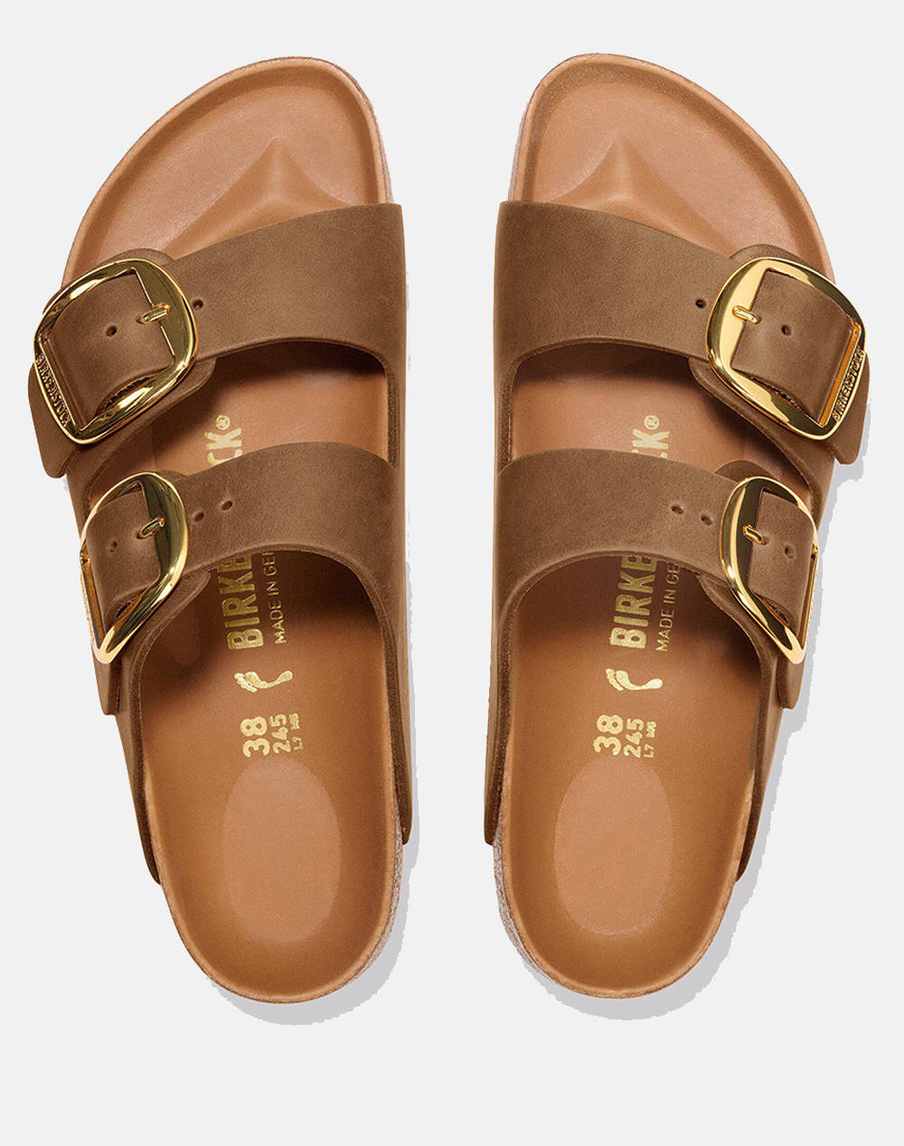 BIRKENSTOCK F25 LEATHER ARIZONA BIG BUCKLE LEOI COGNAC HEX 35 - 43 NARROW CORE ESSENTIAL ДАМСКИ ОБУВКИ