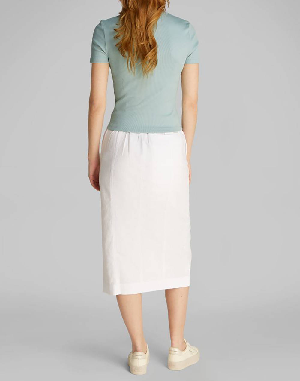 CALVIN KLEIN JEANS WOVEN LABEL RIB FITTED TEE