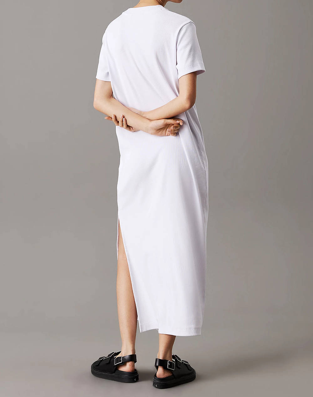 CALVIN KLEIN JEANS MONOLOGO LONG RIB TEE DRESS