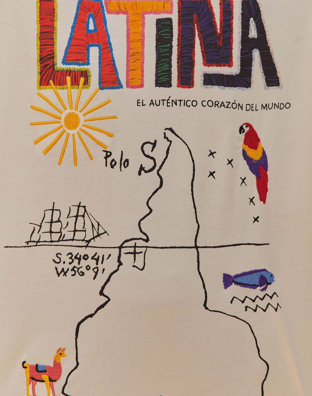 FARM RIO AMERICA LATINA OFF-WHITE RELAXED T-SHIRT