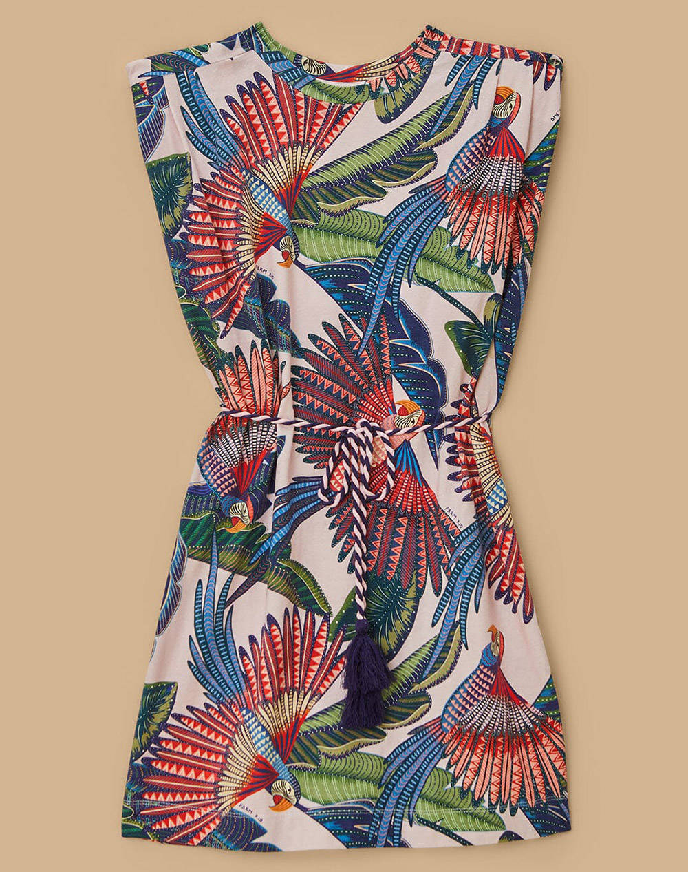 FARM RIO MACAW FLIGHT PINK MINI TSHIRT DRESS