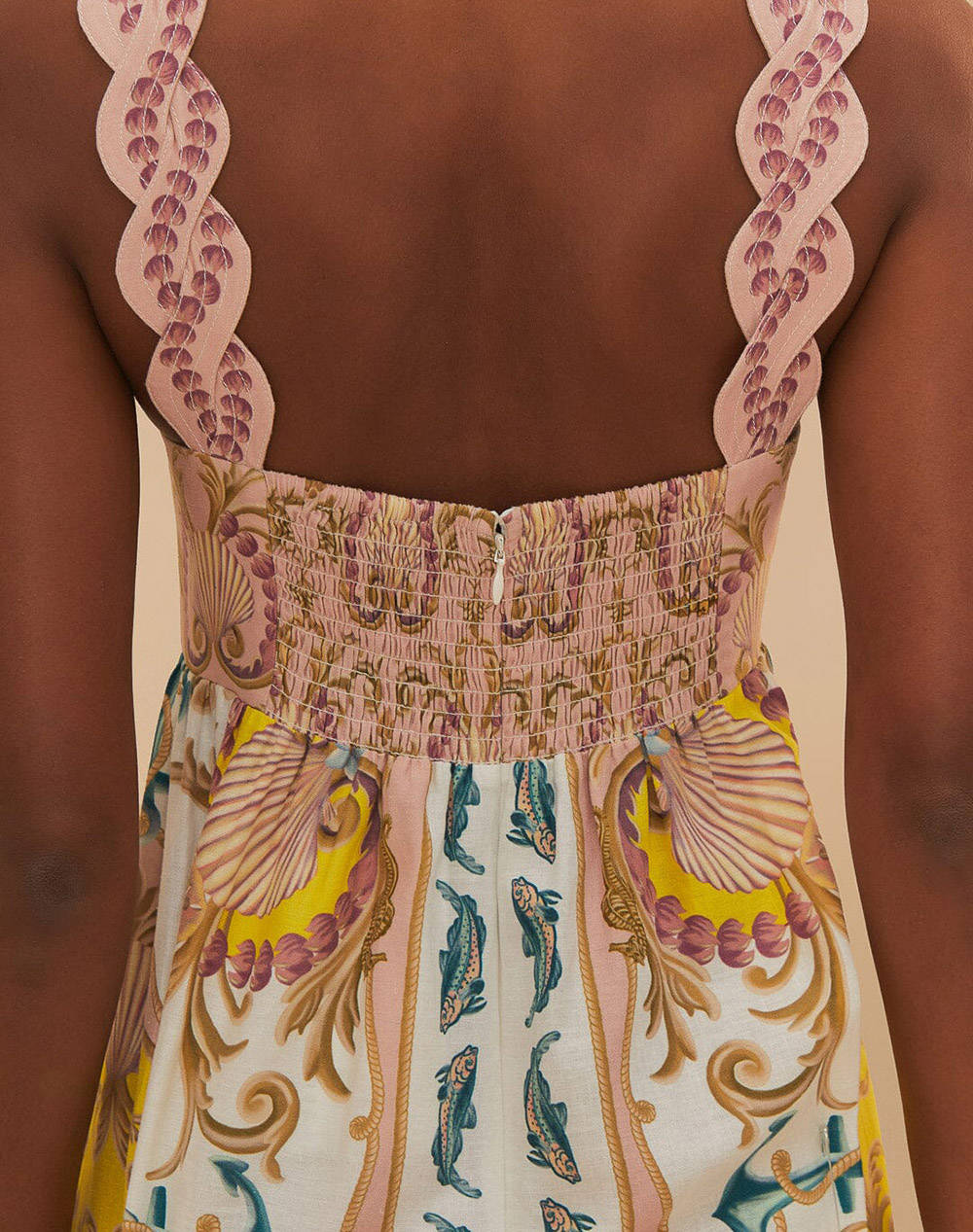 FARM RIO MARITIME MAGIC OFF-WHITE SLEEVELESS MAXI DRESS